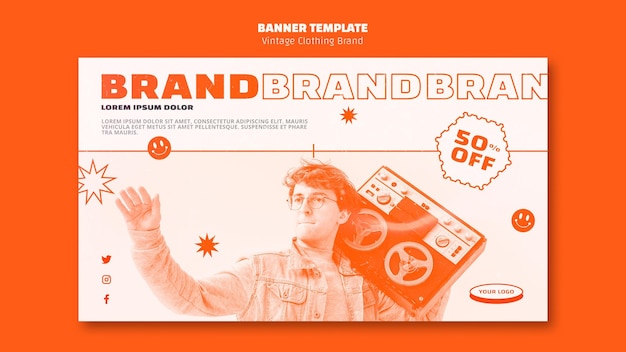 Vintage clothing brand banner template