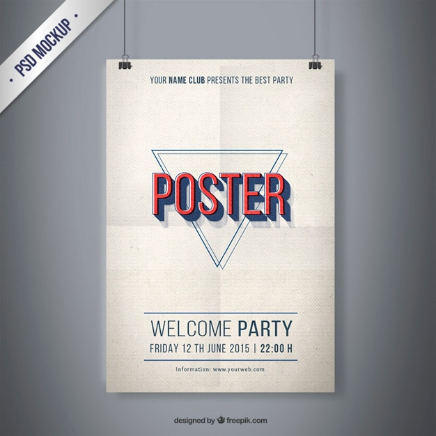 Free PSD vintage party poster mockup