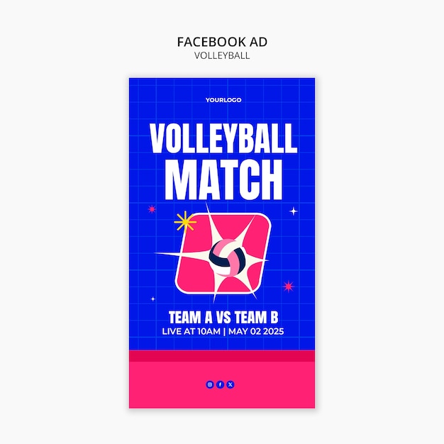 Free PSD volleyball facebook ad template design