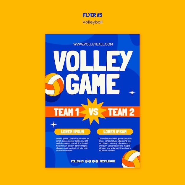 Free PSD volleyball flyer template design