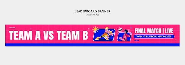 Free PSD volleyball leaderboard banner template design