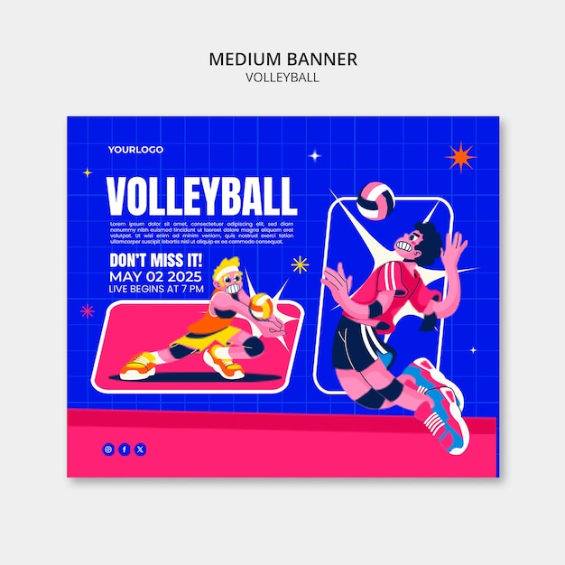 Free PSD volleyball medium banner template design