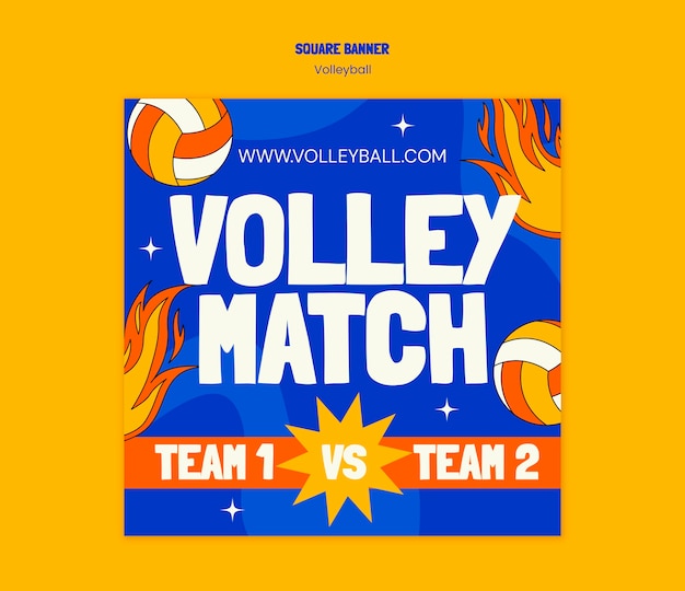 Free PSD volleyball square banner template design