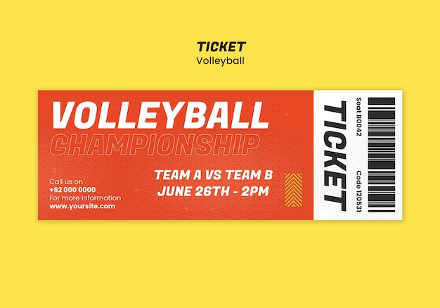 Free PSD volleyball ticket template design