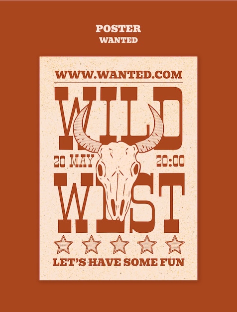 Free PSD wanted western poster template