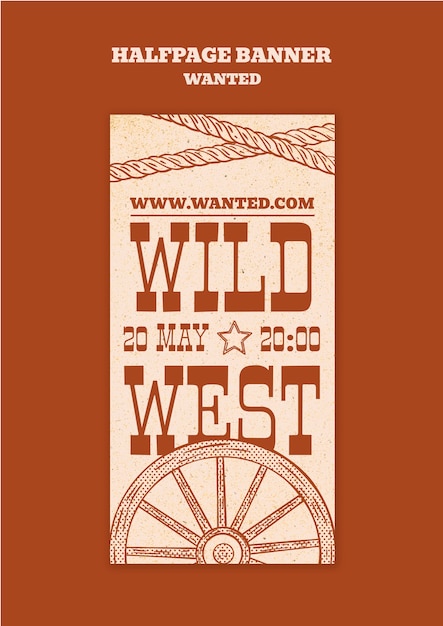 Free PSD wanted western poster template