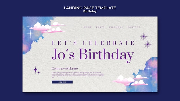 Free PSD watercolor birthday design template