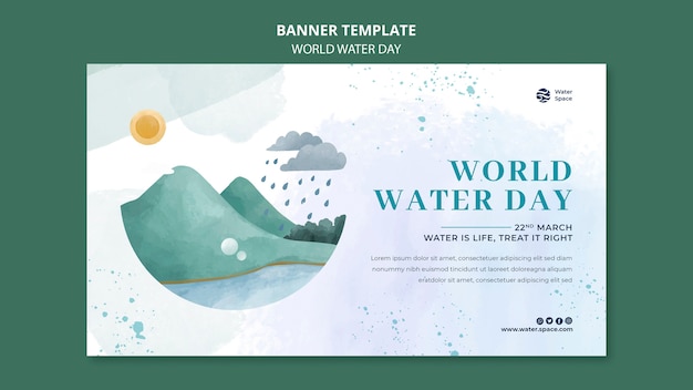 Free PSD watercolor world water day design template