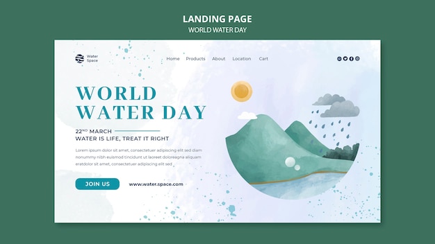 Free PSD watercolor world water day design template