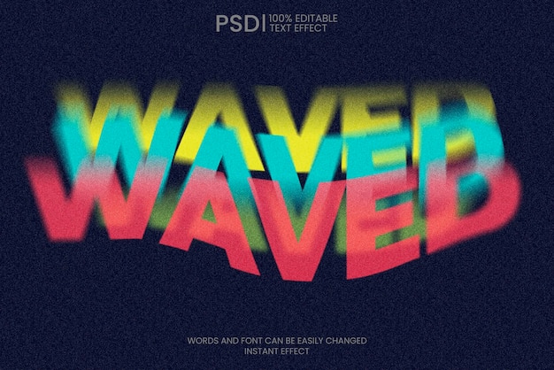 Free PSD wavy colored text effect