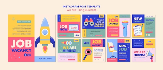 Free PSD we are hiring instagram posts collection