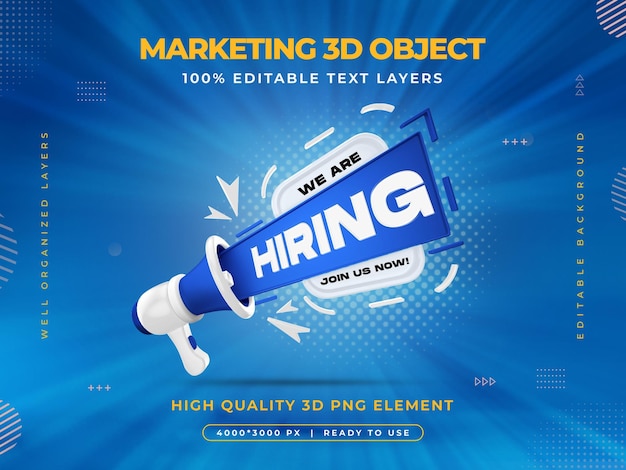Free PSD we are hiring vacancy announcement banner template with editable text