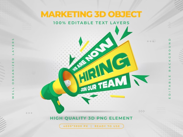 Free PSD we are hiring vacancy announcement banner template with editable text