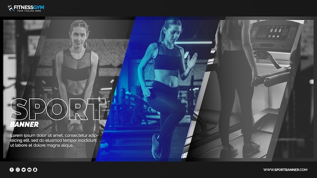 Free PSD web banner template with sports concept