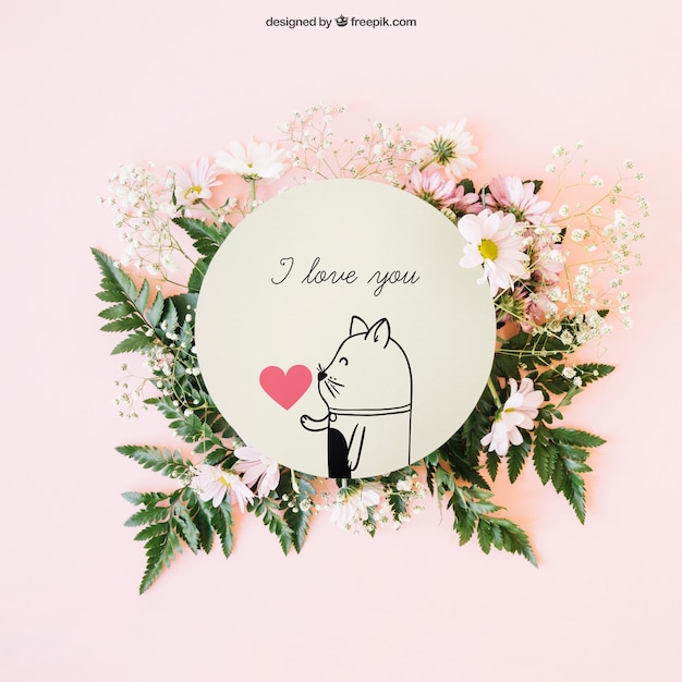 Free PSD wedding decoration with circular card