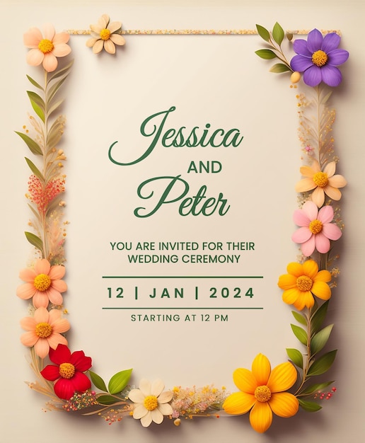 Free PSD wedding invitation greeting cards elegant vintage style