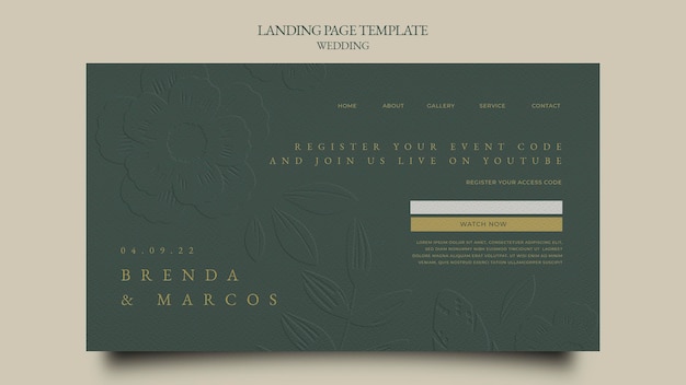 Free PSD wedding landing page design template