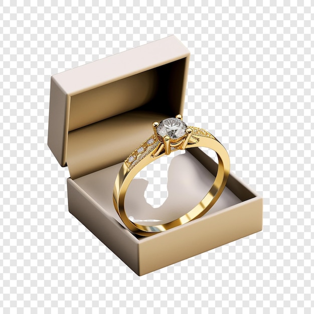 Free PSD a wedding ring in a box isolated on transparent background