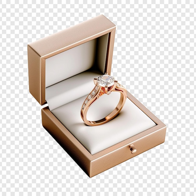 Free PSD a wedding ring in a box isolated on transparent background