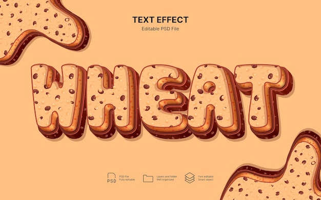 Free PSD wheat cookies text effect