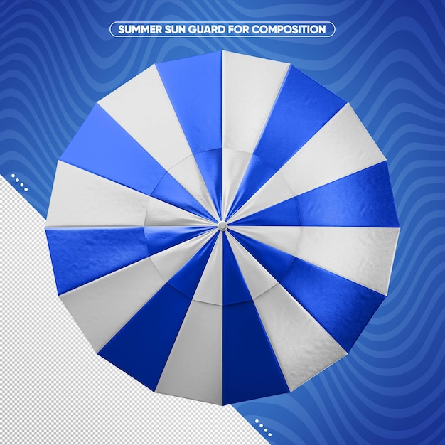 Free PSD white and blue sunshade top view for summer