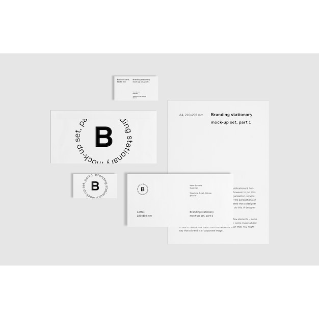 Free PSD white business stationery mock up frontal view