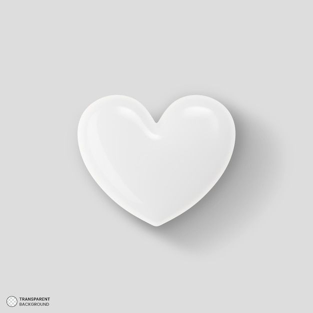 Free PSD white heart shape 3d render illustration