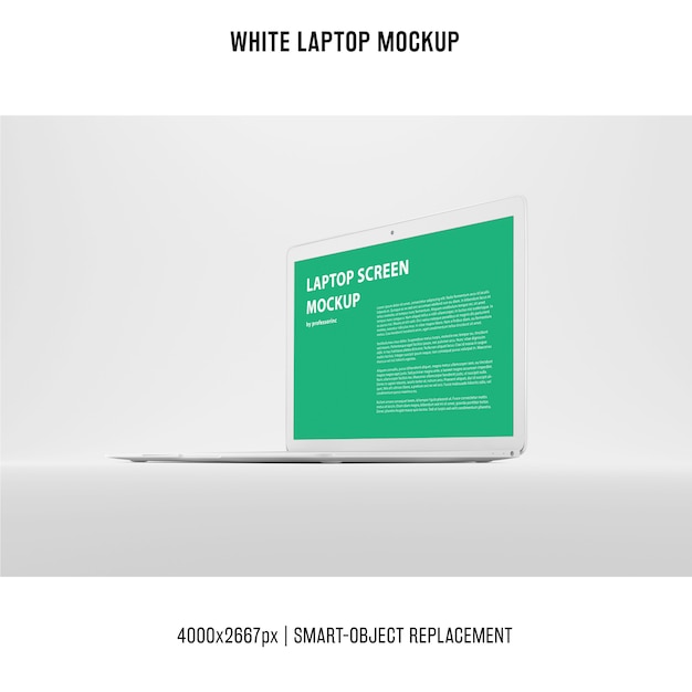 Free PSD white laptop mockup