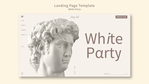 Free PSD white party landing page template