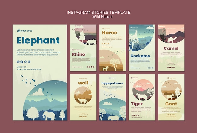 Free PSD wild animals in nature instagram stories