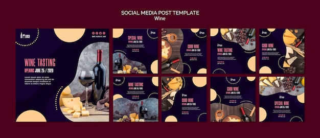 Free PSD wine template for social media post