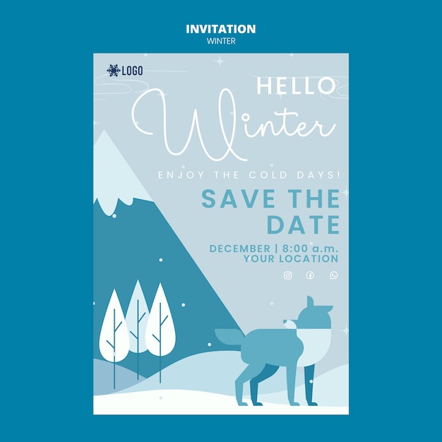 Free PSD winter season invitation template