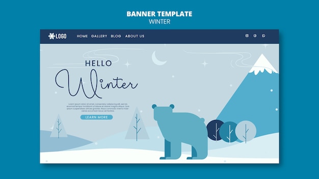 Free PSD winter season landing page template