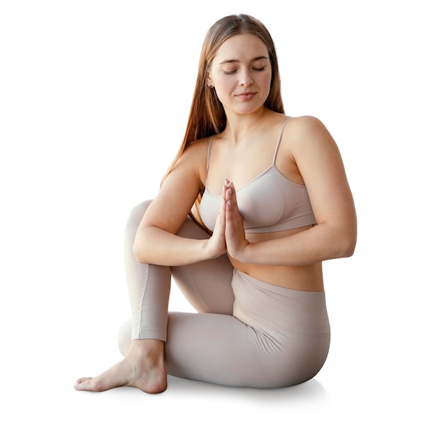 Free PSD woman in yoga position isolated