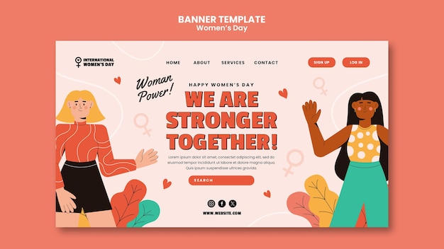 Free PSD women's day celebration landing page