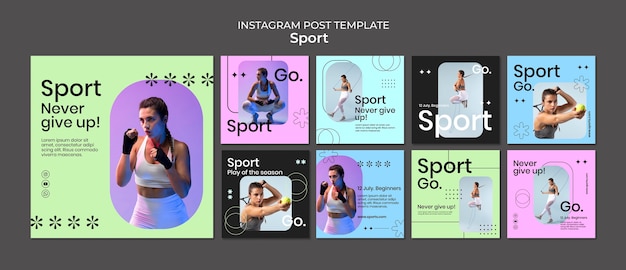 Free PSD working out concept instagram posts template