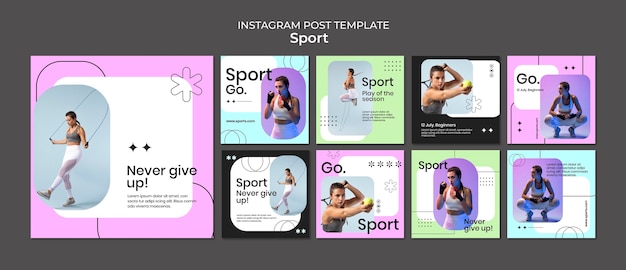 Free PSD working out concept instagram posts template