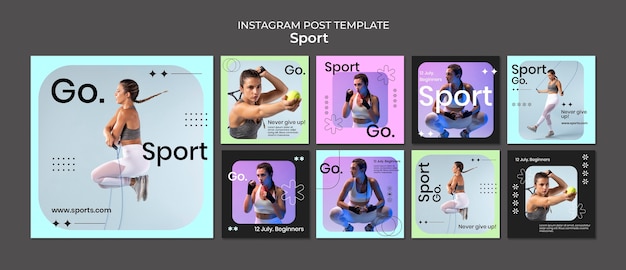Free PSD working out concept instagram posts