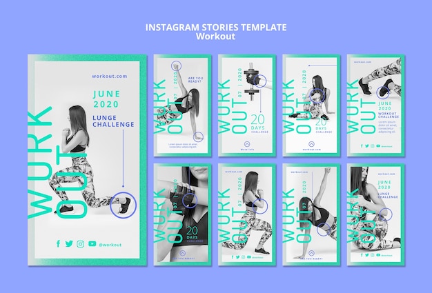 Free PSD workout concept instagram stories