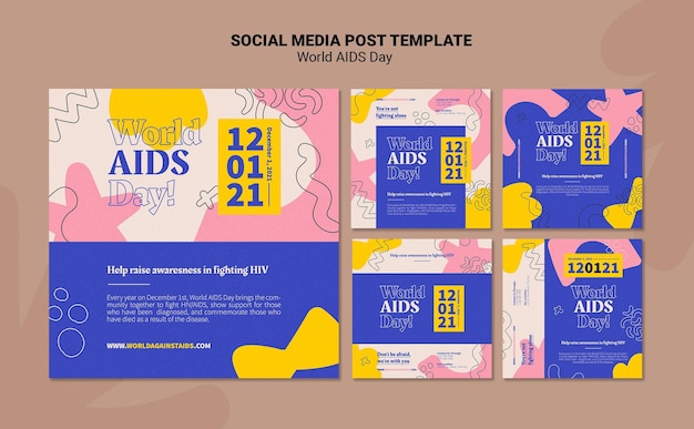 World aids day instagram post template collection