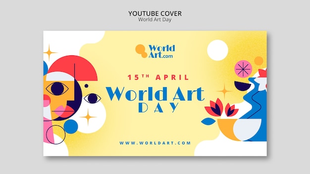 Free PSD world art day celebration youtube cover