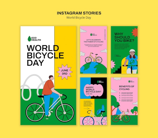 Free PSD world bicycle day template design