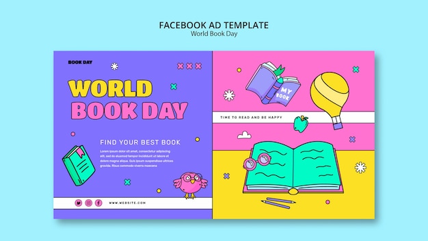 Free PSD world book day celebration facebook template