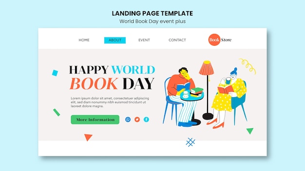 Free PSD world book day celebration landing page