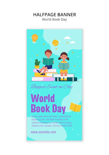 Free PSD world book day halfpage banner