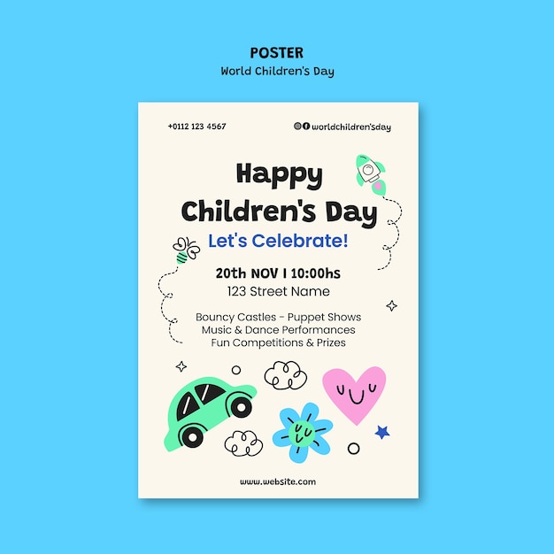 Free PSD world children's day poster template design