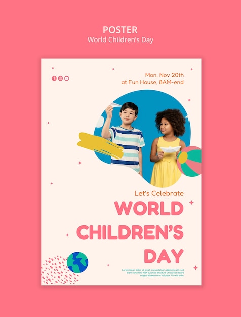 Free PSD world children's day poster template design