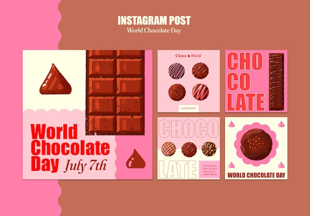 Free PSD world chocolate day celebration  instagram posts