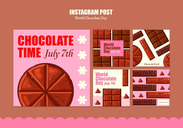 Free PSD world chocolate day celebration  instagram posts