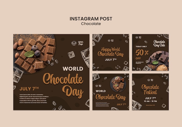 Free PSD world chocolate day instagram posts